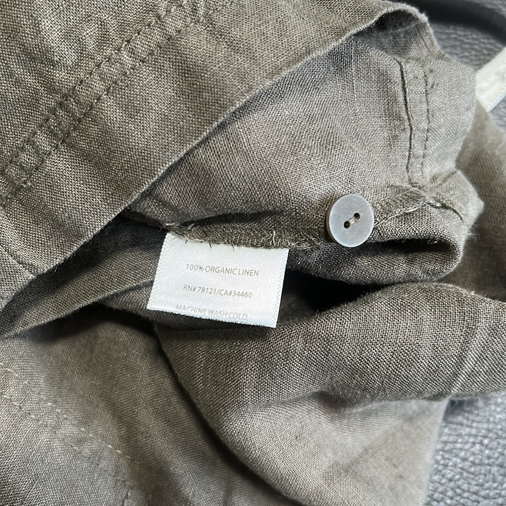 EILEEN FISHER Pant Organic Linen Surplus Cropped Cargo Pants Olive Green Sz 6 - Picture 10 of 15